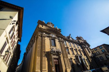 Florence, İtalya - Ekim, 2017. Dar sokak Floransa, Toskana, İtalya. Mimari ve Floransa Simgesel Yapı.