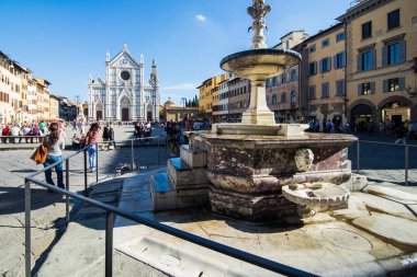 Florence, İtalya - Ekim, 2017. Dar sokak Floransa, Toskana, İtalya. Mimari ve Floransa Simgesel Yapı.