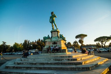 Florence, İtalya - Ekim, 2017. Floransa şehir tepe üzerinde Michelangelo Meydanı'na bir bakış. Seyahat hedef Floransa.