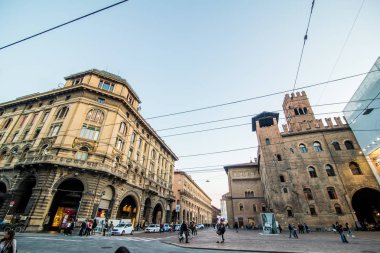 Bologna, İtalya - Ekim, 2017: Görünüm Caddesi'nin eski şehir, Bologna, Emilia Romagna bölgesi, İtalya.