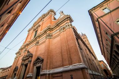 Bologna, İtalya - Ekim, 2017: Görünüm Caddesi'nin eski şehir, Bologna, Emilia Romagna bölgesi, İtalya.