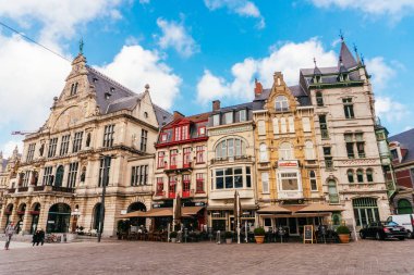 Ghent, Belçika - Kasım, 2017: Mimari Gent şehir merkezi. Ghent ortaçağ şehir ve Belçika turist varış noktası değil.