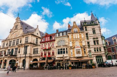 Ghent, Belçika - Kasım, 2017: Mimari Gent şehir merkezi. Ghent ortaçağ şehir ve Belçika turist varış noktası değil.