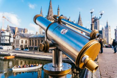 Ghent, Belçika - Kasım, 2017: Mimari Gent şehir merkezi. Ghent tarihi ortaçağ şehir ve turistik Belçika turistik olduğunu. Ghent tarihi şehir merkezi