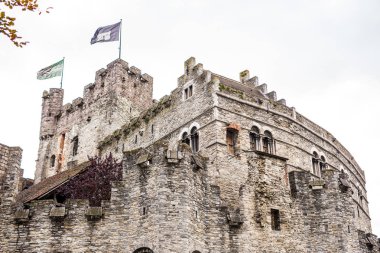 Ghent, Belçika - Kasım, 2017: Mimari Gent şehir merkezi. Ghent ortaçağ şehir ve Belçika turist varış noktası değil.