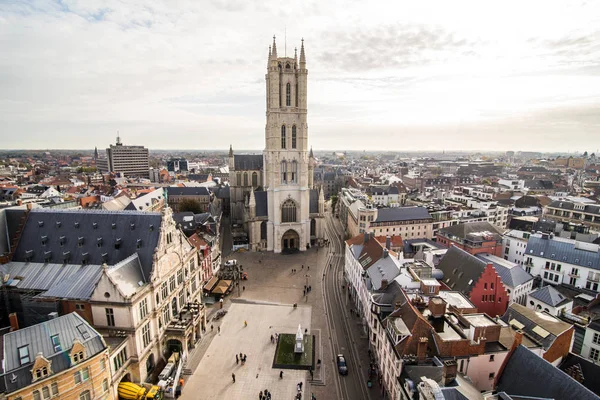 Γάνδη, Βέλγιο - Νοεμβρίου 2017: Αεροφωτογραφία του κέντρου πόλης αρχιτεκτονική της Γάνδης. Γάνδη είναι μεσαιωνική πόλη και τουριστικό προορισμό στο Βέλγιο. — Φωτογραφία Αρχείου