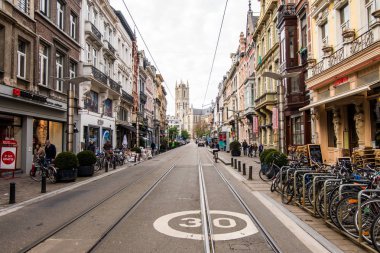 Ghent, Belçika - Kasım, 2017: Mimari Gent şehir merkezi. Ghent ortaçağ şehir ve Belçika turist varış noktası değil.