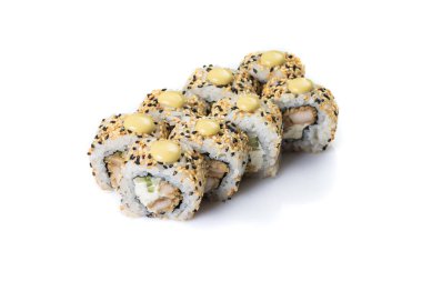 Suşi Roll izole üzerinde beyaz arka plan sette. Suşi yiyecek.