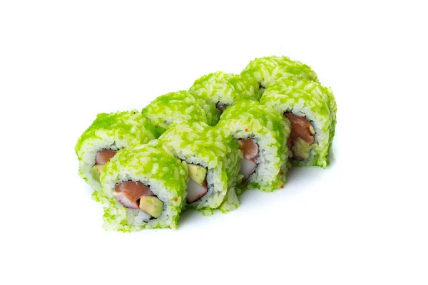 Sushi-Brötchen auf weiß serviert — Stockfoto