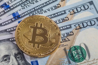 Bize dolar altın Bitcoins arka plan. Elektronik para Satım kavramı