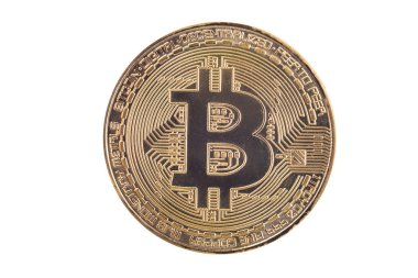 Beyaz arka plan üzerinde izole altın bitcoin. cryptocurrency kavramı
