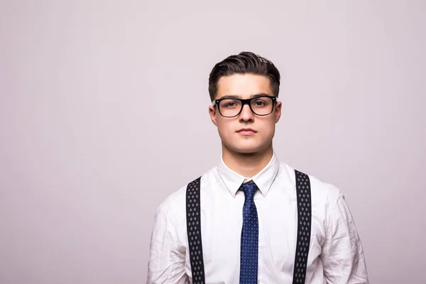 Bonito Cara Óculos Camisa Branca — Fotografia de Stock