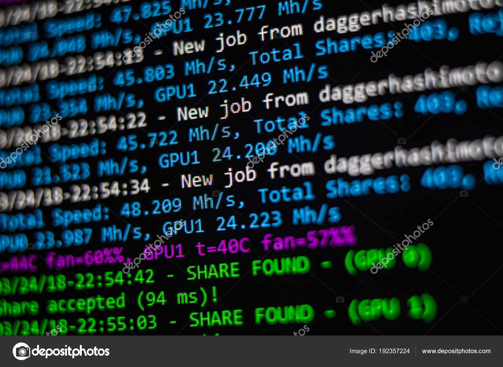 Mining Cryptocurrency process program on display PC. Using Software. Share  Found. — Stock Photo © dan.grytsku.gmail.com #192357224