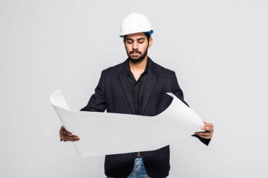 Beyaz arka plan ile işaret başarılı Hint mimar