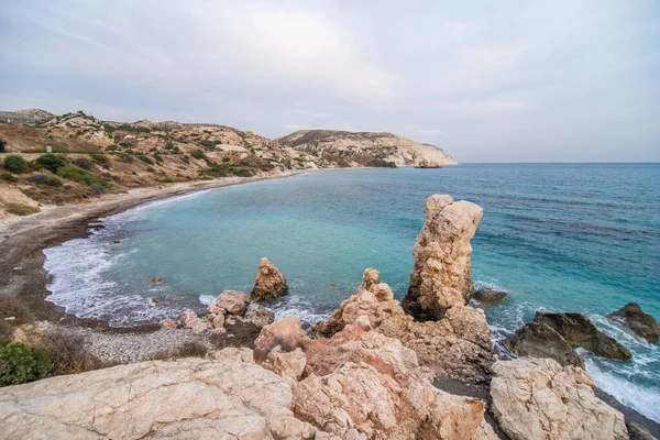 Aşk Kumsalı Afrodit Kayası Afrodit Paphos City Yakınlarındaki Doğduğu Yer — Stok fotoğraf