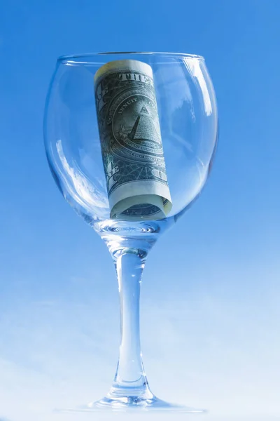 Amerikanska Dollar Ett Vackert Glas Blå Bakgrund — Stockfoto