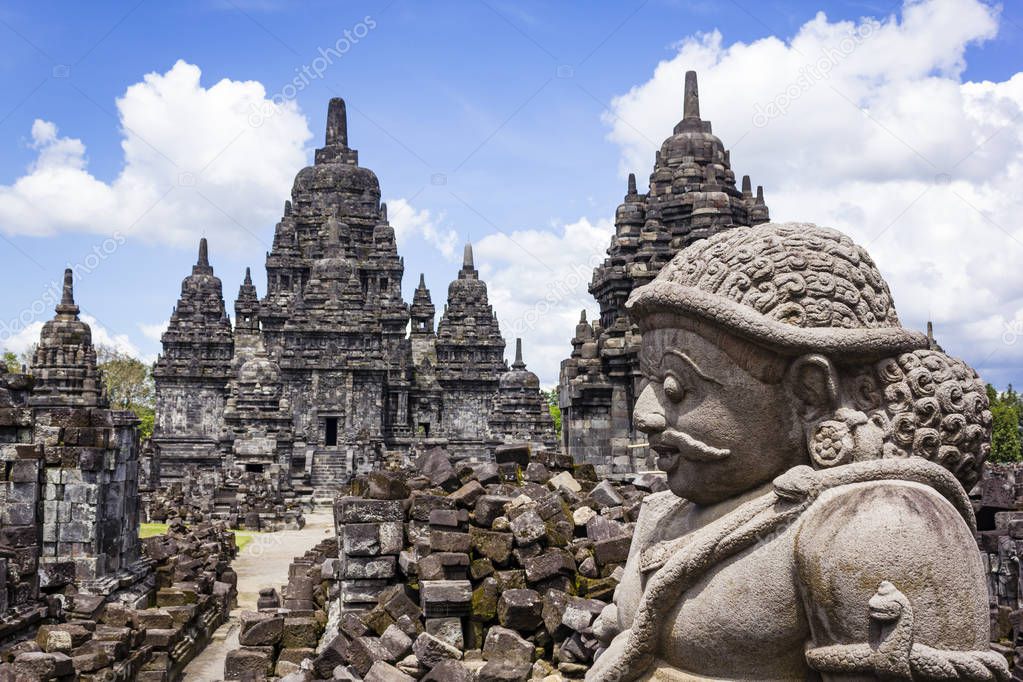 Sewu Temple with cloudy sky background