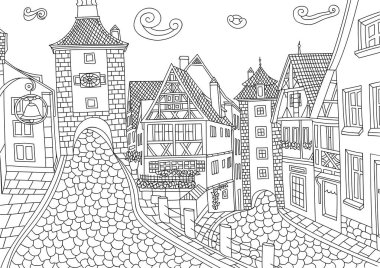 Rothenburg ob der Tauber grafik binaların