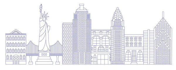 Nueva York edificios línea de arte — Vector de stock