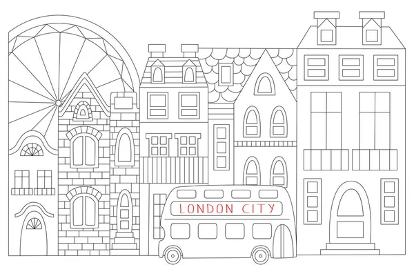 Линейное искусство лондонских зданий — стоковый вектор