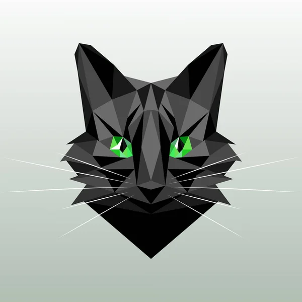 Черная кошка полюс дизайн. Геометрический вектор. Полтгональный — стоковый вектор