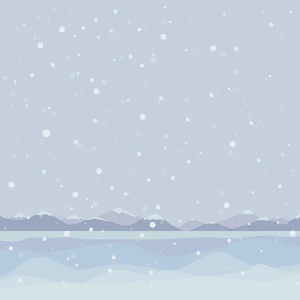 Schneefall, Winterlandschaft. blauer Winterhintergrund. — Stockvektor