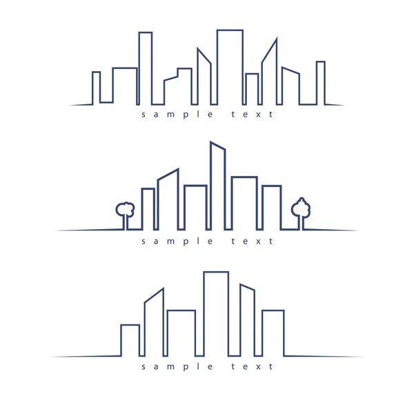 都市の高層ビルや線の形をした都市のシンボル — ストックベクタ