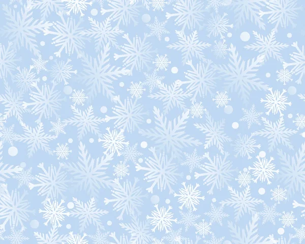 Sömlös mönster.Vinter tjock bakgrund med snöflingor. Vektor. Enkla snöflingor — Stock vektor