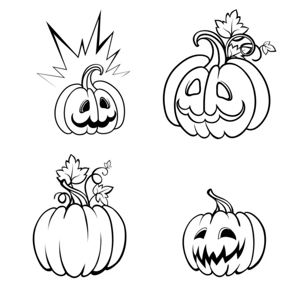 Illustration vectorielle d'une citrouille. Halloween citrouille symbole de vacances. Mignon personnage drôle. Ensemble joyeux Halloween . — Image vectorielle