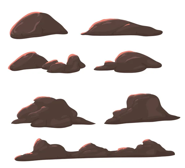 Conjunto de piedras vectoriales. Piedras vectoriales sobre fondo blanco. Cobblestones vector . — Archivo Imágenes Vectoriales