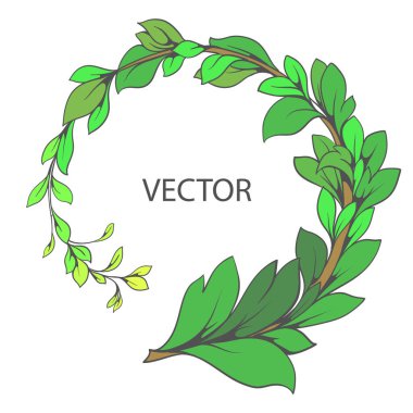 Yapraklarla dekoratif süs. Vektör dekoratif dal.