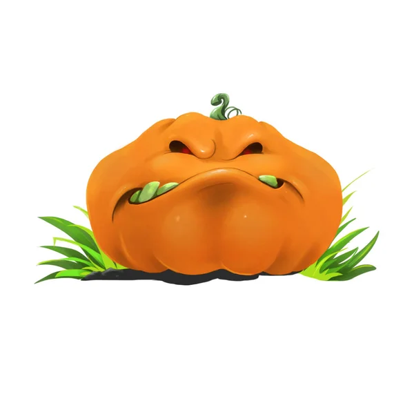 Cartoon citrouilles sur un fond blanc, dessin d'une citrouille maléfique pour Halloween . — Photo