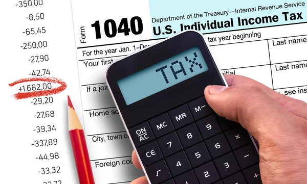 Calculator with the word Tax — Stock Photo, Image