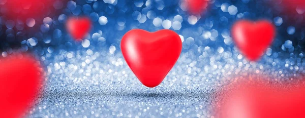 Láska srdce balónky lesklé pozadí — Stock fotografie