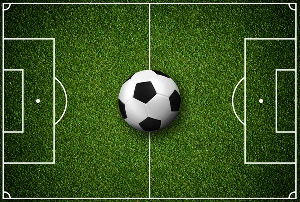 3D-rendering - fotbollsplan med boll — Stockfoto