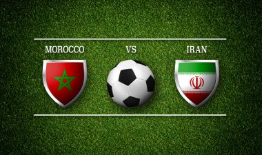 3D render - futbol maç programı, Fas vs Iran
