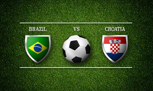 Προγραμματίσετε Ποδοσφαιρικό Αγώνα Βραζιλία Κροατία Σημαίες Χωρών Και Ποδόσφαιρο Μπάλα — Φωτογραφία Αρχείου