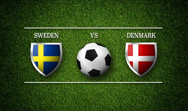 Calendario Partidos Fútbol Suecia Dinamarca Banderas Países Pelota Fútbol Representación —  Fotos de Stock
