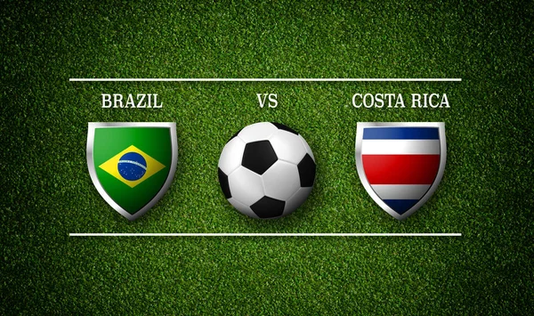 Horaire Des Matchs Football Brésil Costa Rica Drapeaux Des Pays — Photo