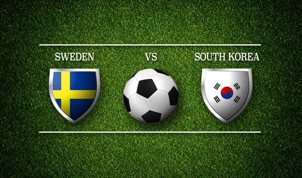 Calendario Partidos Fútbol Suecia Corea Del Sur Banderas Países Pelota — Foto de Stock