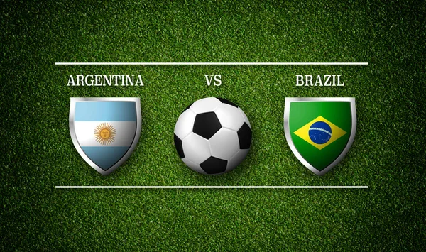 Horaire Des Matchs Football Argentine Brésil Drapeaux Des Pays Ballon — Photo