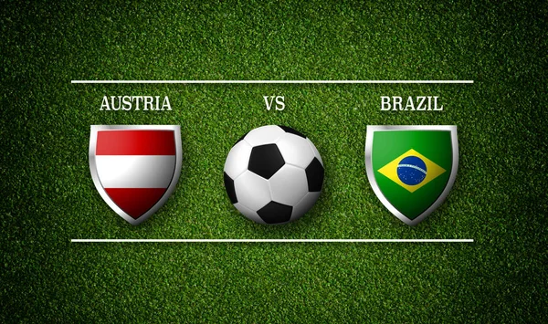 Horaire Des Matchs Football Autriche Brésil Drapeaux Des Pays Ballon — Photo