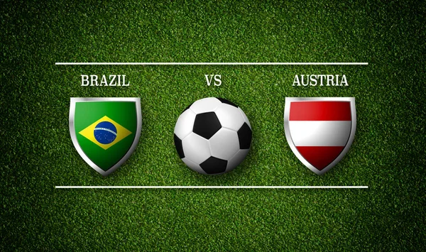 Calendario Partidos Fútbol Brasil Austria Banderas Países Pelota Fútbol Representación —  Fotos de Stock