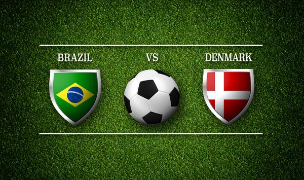 Calendario Partidos Fútbol Brasil Dinamarca Banderas Países Pelota Fútbol Representación —  Fotos de Stock