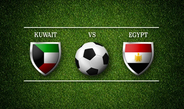 Расписание Футбольных Матчей Кувейт Египет Флаги Стран Футбольный Мяч Рендеринг Стоковое Изображение