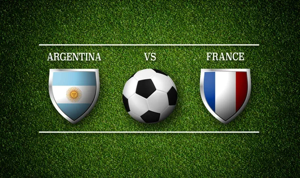 Horaire des matchs de football, Argentine vs France, Drapeaux des pays — Photo