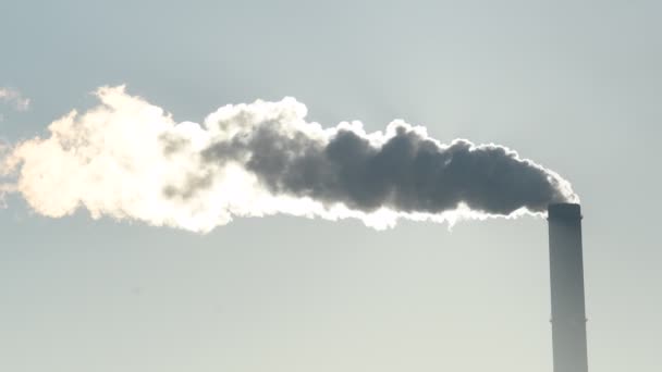 Heißer Dampf Aus Industrieschornstein Eines Heizwerks — Stockvideo