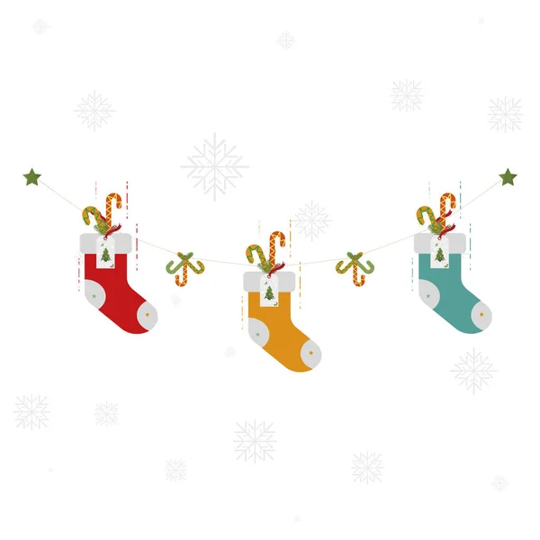 Calcetines de Navidad vector ilustración . — Vector de stock