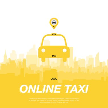 Online taksi, ekrandaki şehir haritası.