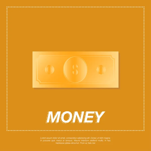 Golden dollar on orange background. — Stock Vector